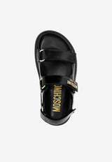 Moschino Metal Logo Detail Sandals MA16015G1HMF0000 VITELLO NERO