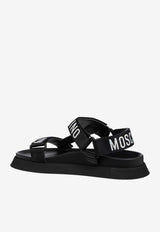 Moschino Logo Tape Flat Sandals Black MA16244G1I_MU0_000