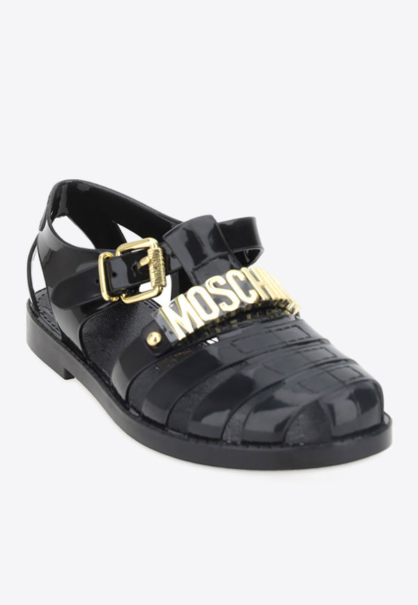 Moschino Logo Lettering Jelly Sandals Black MA16501G1I_M20_000