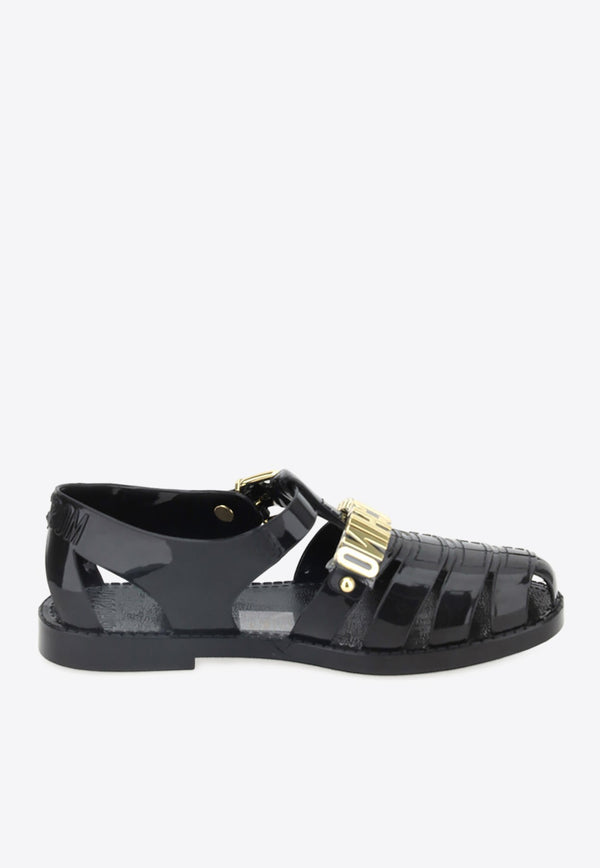 Moschino Logo Lettering Jelly Sandals Black MA16501G1I_M20_000