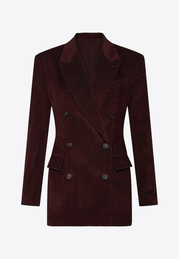 Brunello Cucinelli Velvet Double-Breasted Jacket Burgundy MA1807540CO/R_CUCIN-C4243