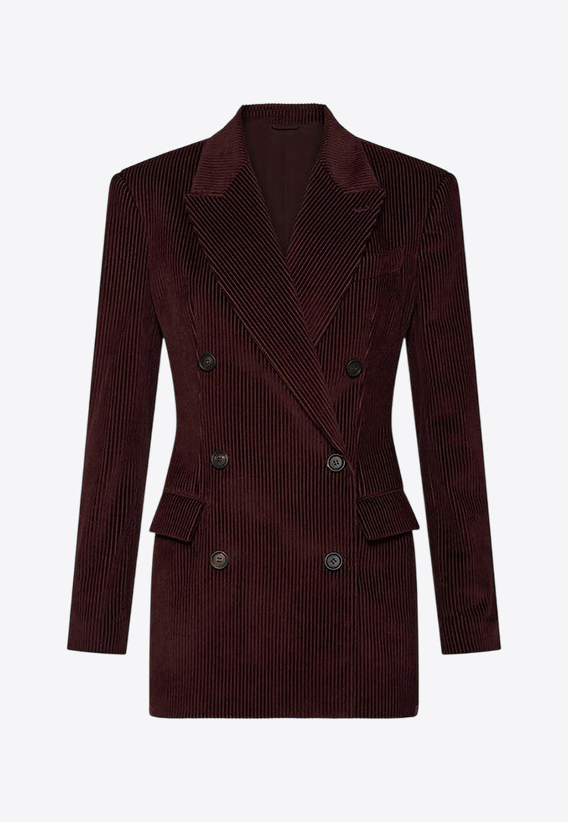 Brunello Cucinelli Velvet Double-Breasted Jacket Burgundy MA1807540CO/R_CUCIN-C4243