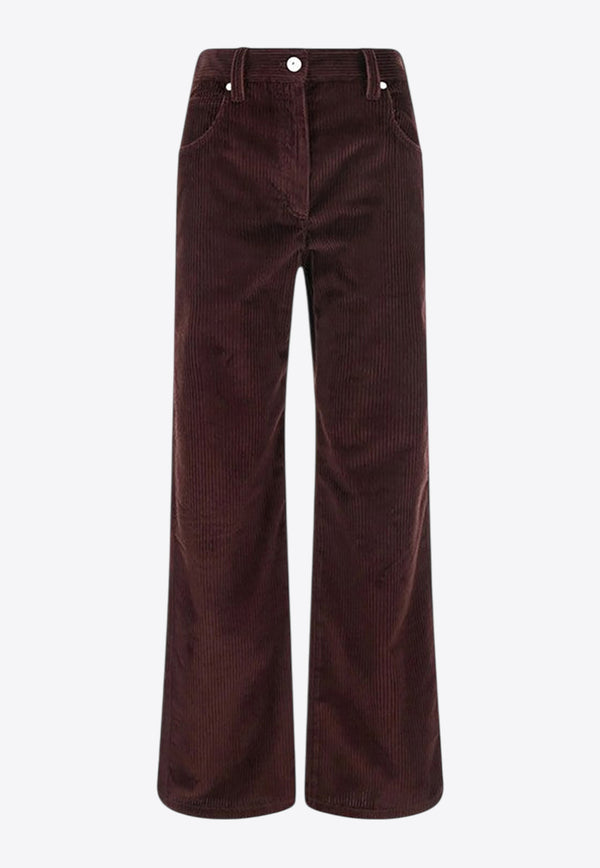 Brunello Cucinelli Wide-Leg Ribbed Velvet Pants Burgundy MA180P9075CO/R_CUCIN-C4243