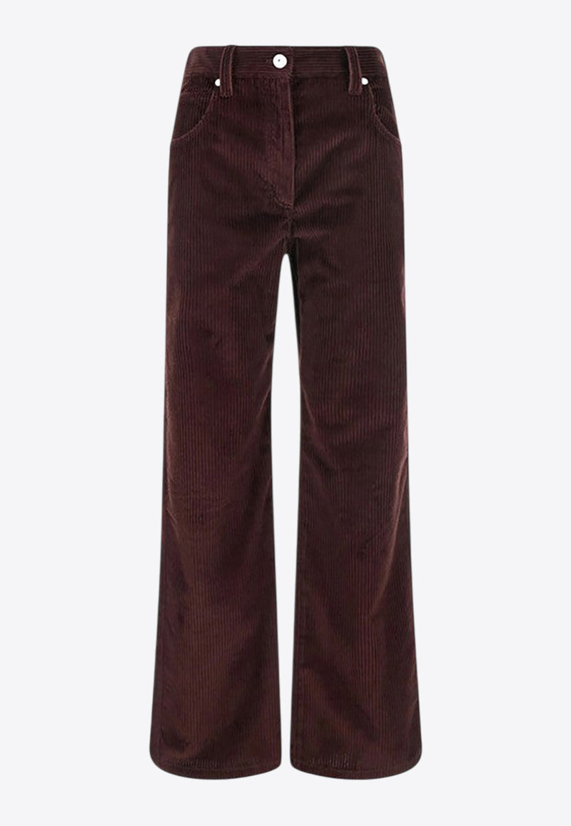Brunello Cucinelli Wide-Leg Ribbed Velvet Pants Burgundy MA180P9075CO/R_CUCIN-C4243