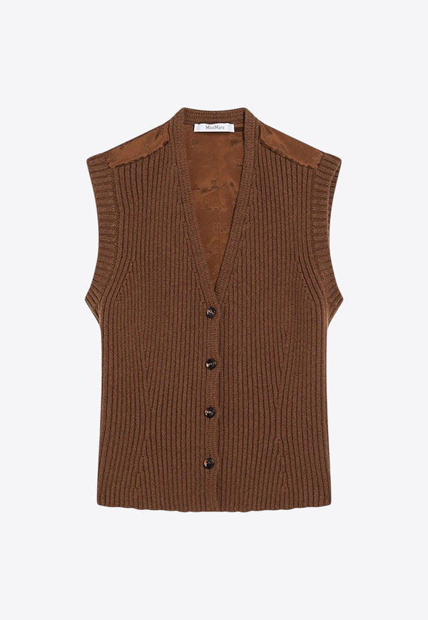 Max Mara Madre Knitted Sweater Vest Brown MADREWO/R_MAXM-002