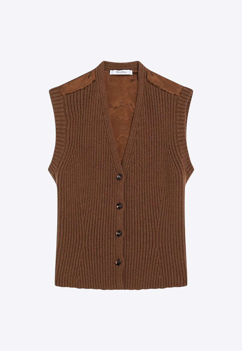 Max Mara Madre Knitted Sweater Vest Brown MADREWO/R_MAXM-002
