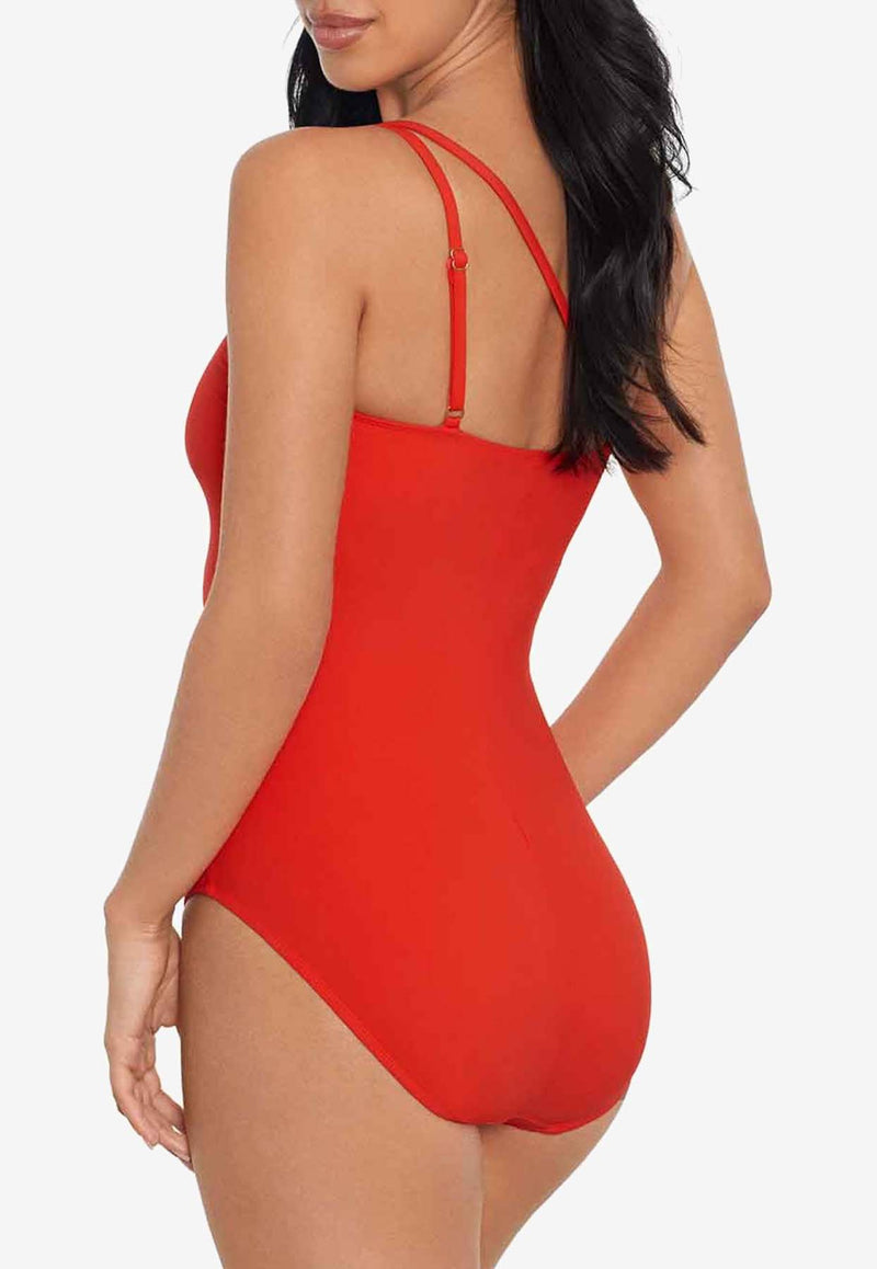 Magicsuit Hyper Link Charlize One-Shoulder Swimsuit Red