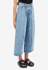 MM6 Maison Margiela Distressed Cropped Jeans Blue