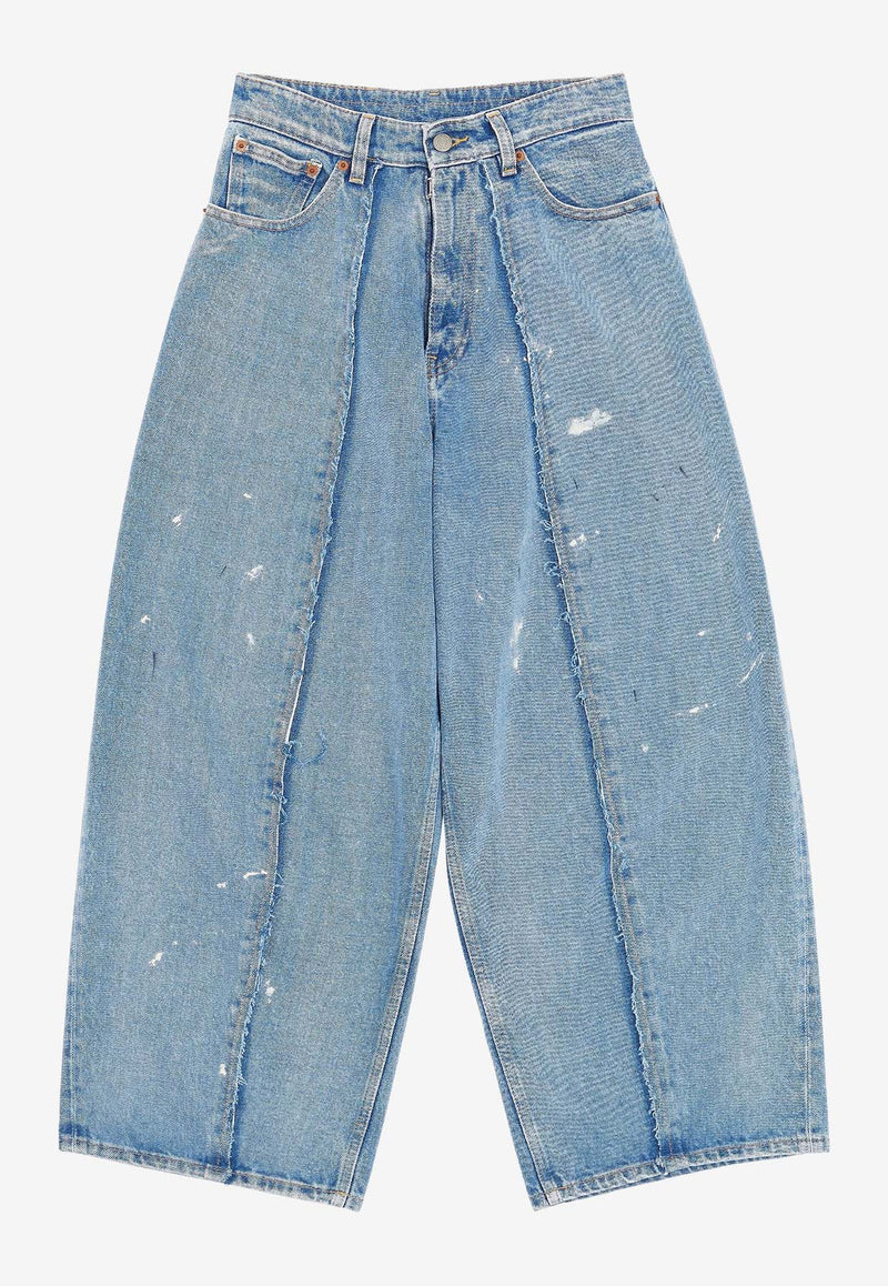 MM6 Maison Margiela Distressed Cropped Jeans Blue