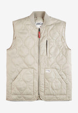 Fay Archive Quilted Zip-Up Gilet MAM20492700SFCC014BEIGE