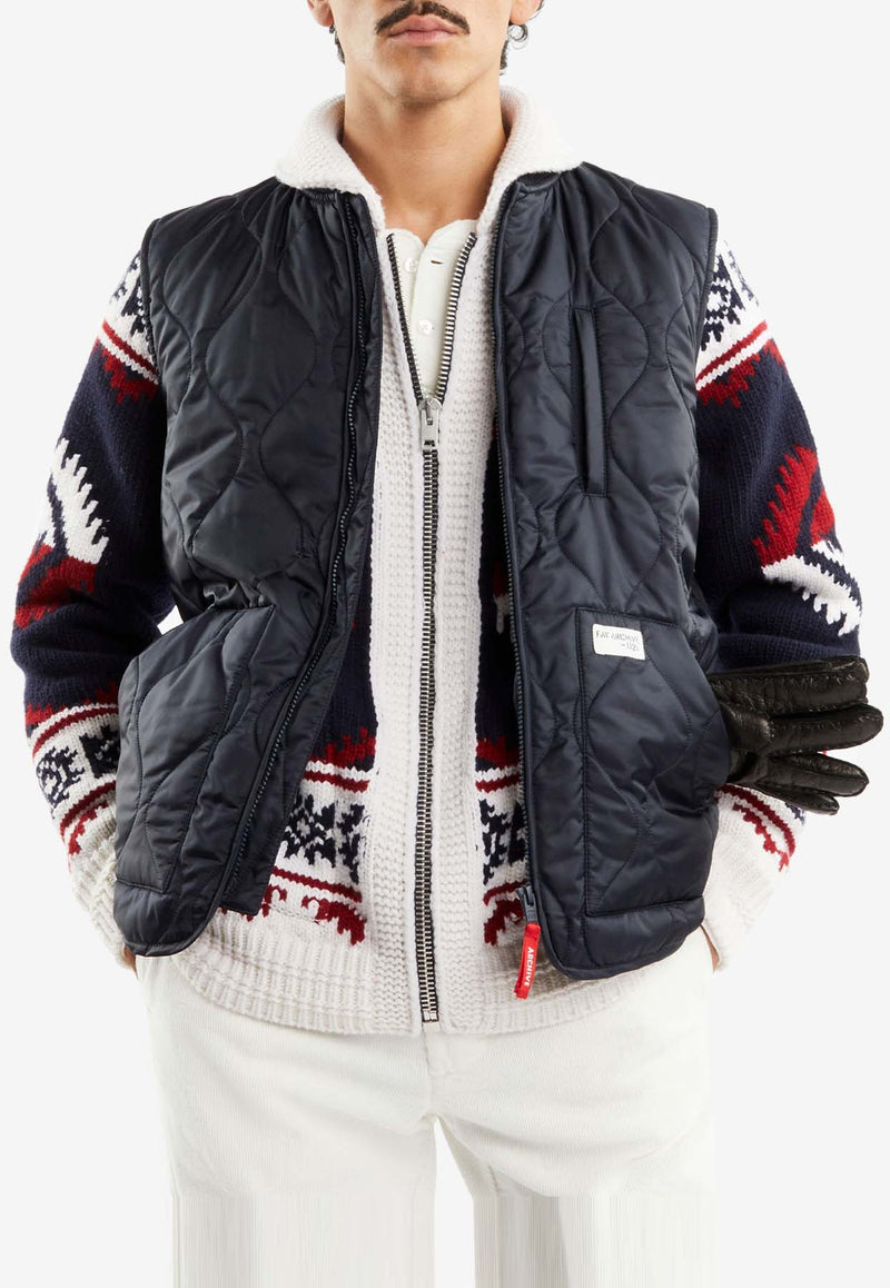 Fay Archive Logo Tag Quilted Nylon Vest Blue MAM20492700SFCU802NAVY