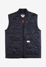 Fay Archive Logo Tag Quilted Nylon Vest Blue MAM20492700SFCU802NAVY