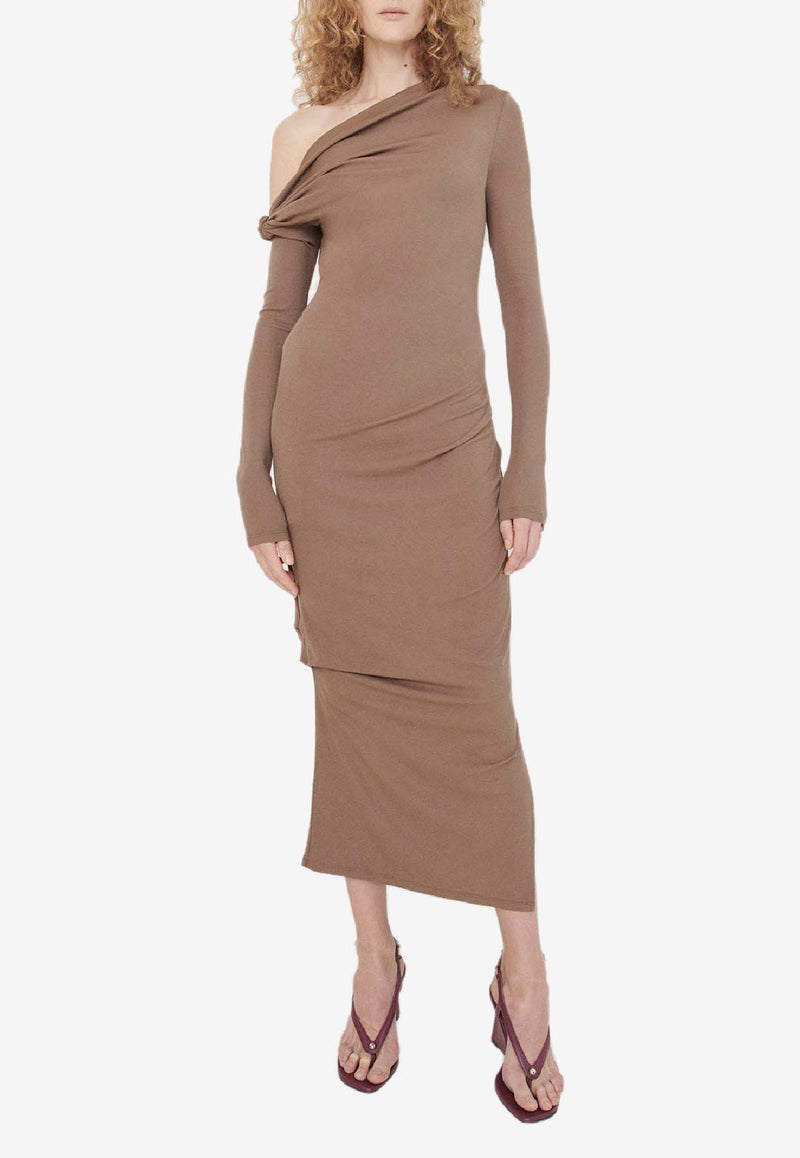 Paris Georgia Elemental Manahou One-Shoulder Midi Dress Beige MAND002-CHS_BEIGE