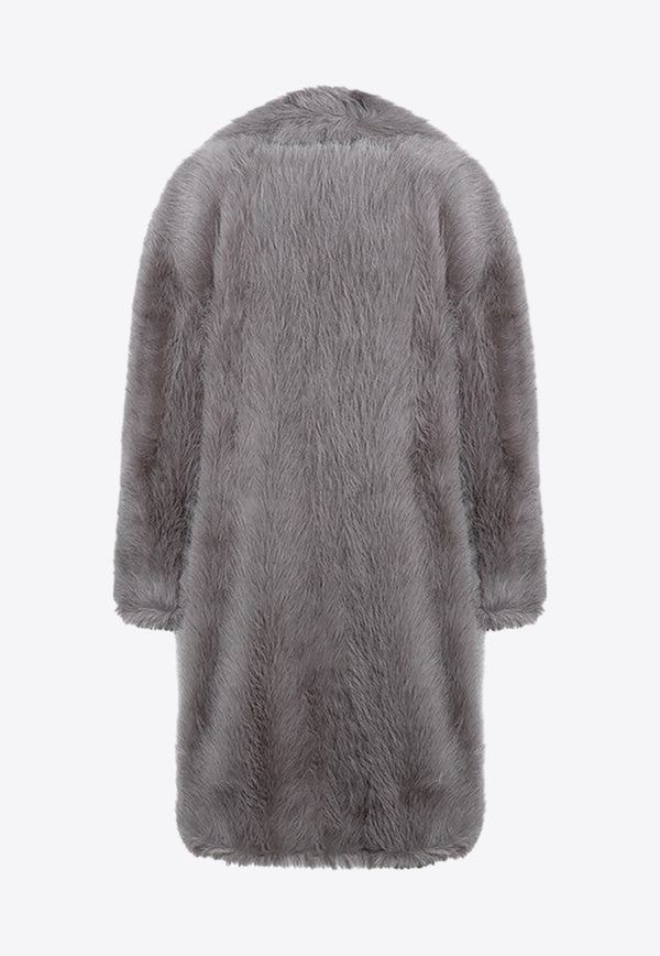 Sportmax Manico Single-Breasted Faux Fur Coat Gray MANICOPL/P_SPORM-001