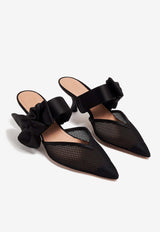 Malone Souliers Marie 45 Satin Bow Mules MARIE 45-1 BLACK/BLACK