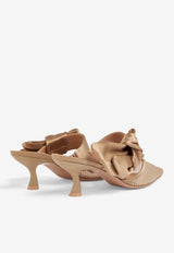 Malone Souliers Marie 45 Satin Bow Mules MARIE 45-3 NUDE/MUSHROOM