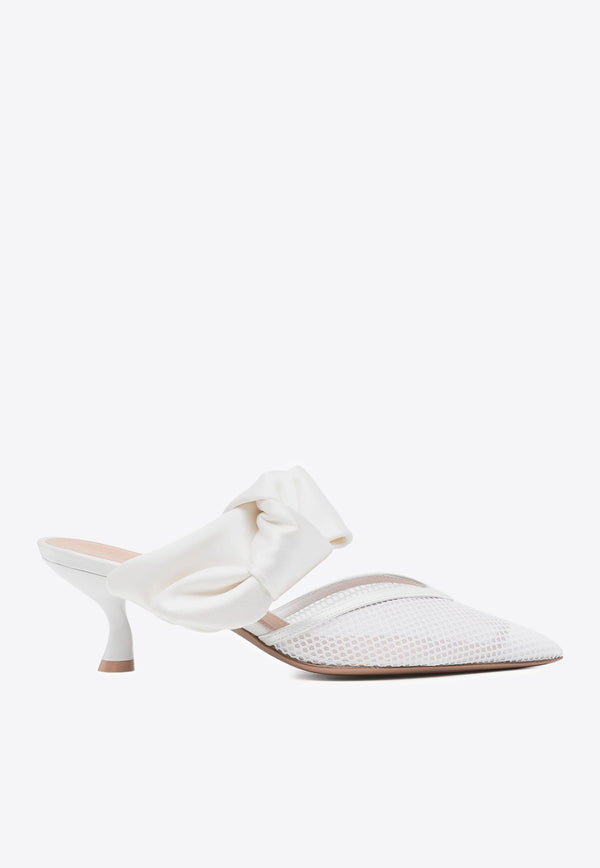Malone Souliers Marie 45 Satin Bow Mules MARIE45-2WHITE