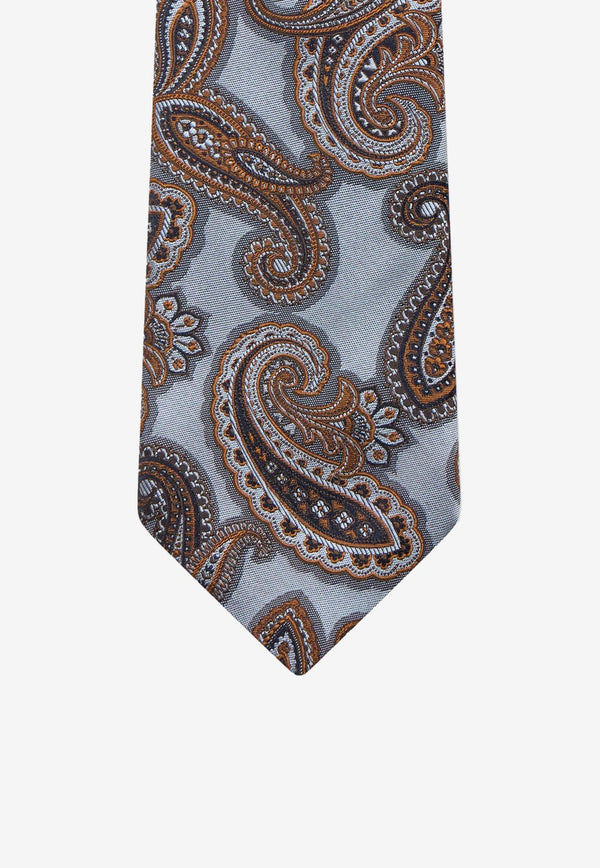 Etro Paisley Jacquard Silk Tie Gray MASA0001-AQ224 S9830