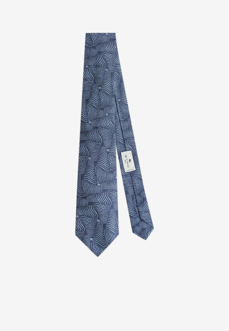 Etro Wavy-Pattern Silk Tie Blue MASA0001-AS304 B0065