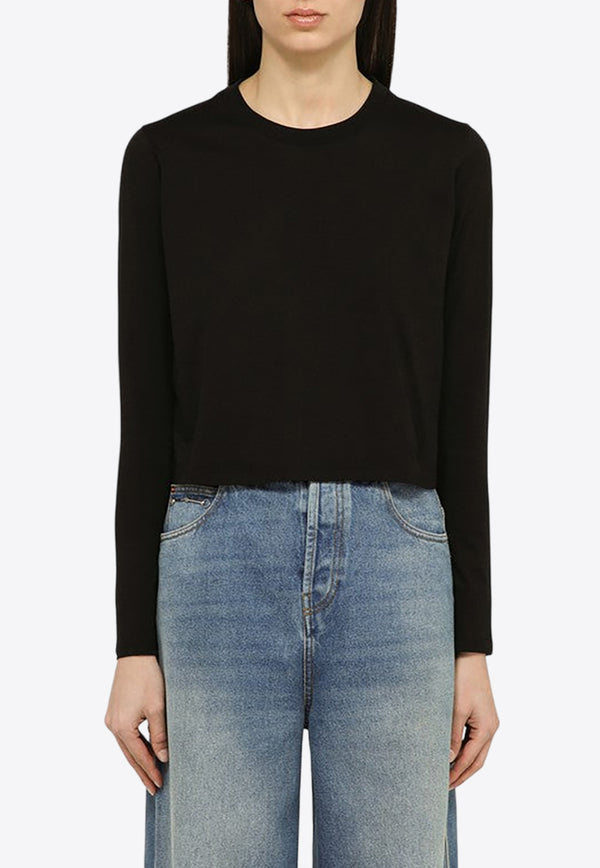Loulou Studio Long-Sleeved Cropped T-shirt MASALCO/O_LOULO-BLK