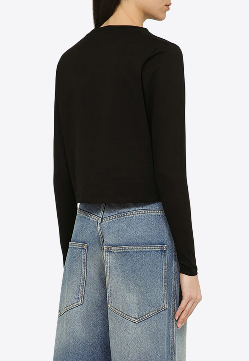 Loulou Studio Long-Sleeved Cropped T-shirt MASALCO/O_LOULO-BLK