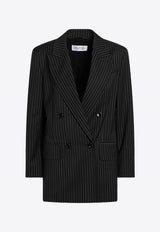 Max Mara Mattia Pinstriped Double-Breasted Wool Jacket Black MATTIACO/R_MAXM-002