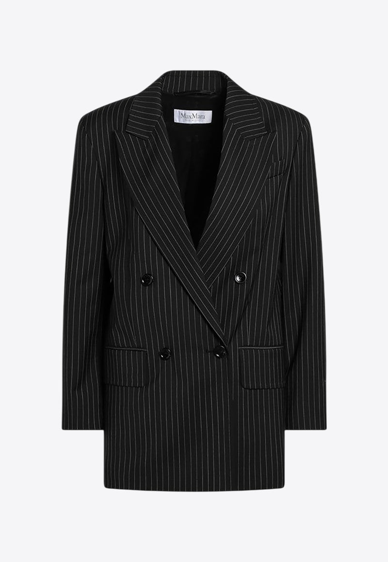 Max Mara Mattia Pinstriped Double-Breasted Wool Jacket Black MATTIACO/R_MAXM-002