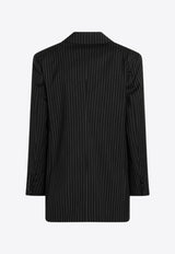 Max Mara Mattia Pinstriped Double-Breasted Wool Jacket Black MATTIACO/R_MAXM-002