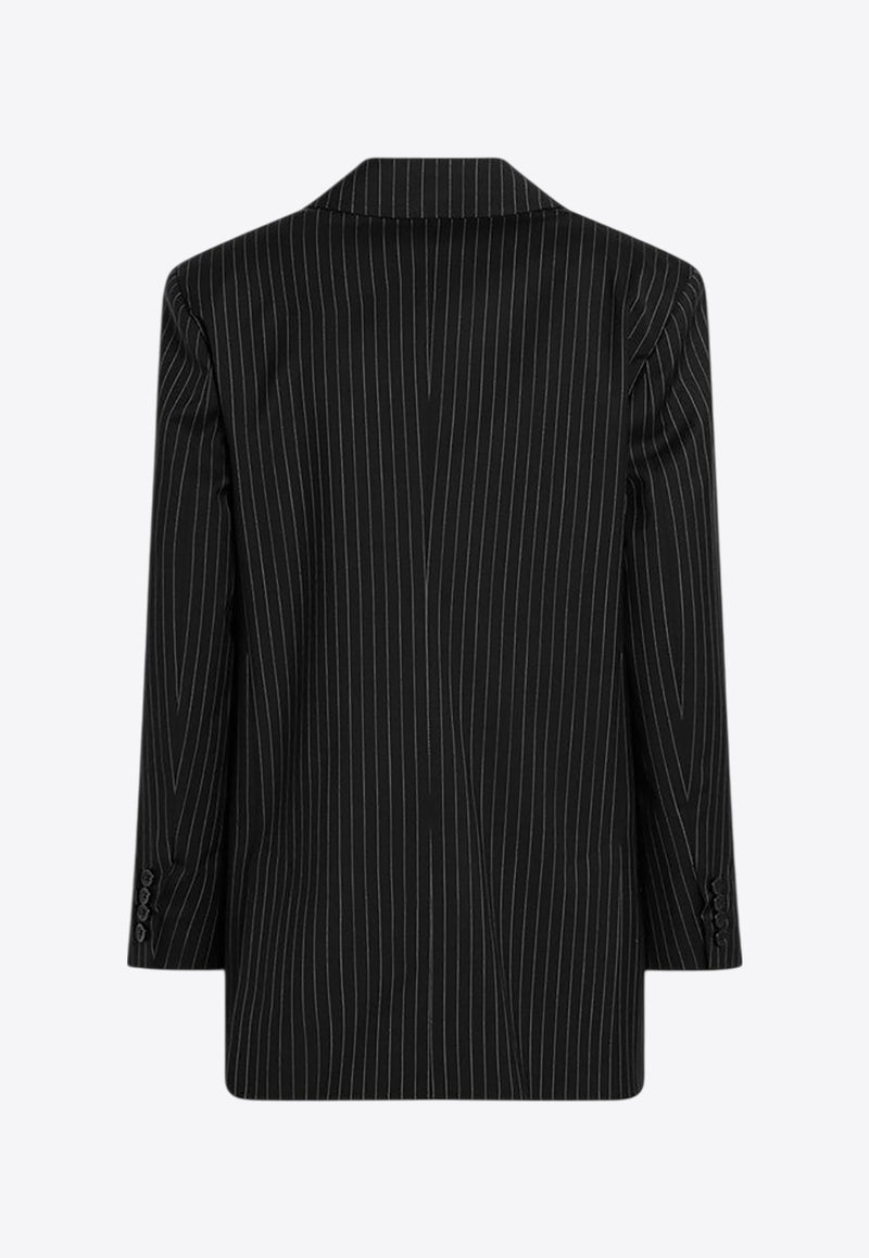 Max Mara Mattia Pinstriped Double-Breasted Wool Jacket Black MATTIACO/R_MAXM-002