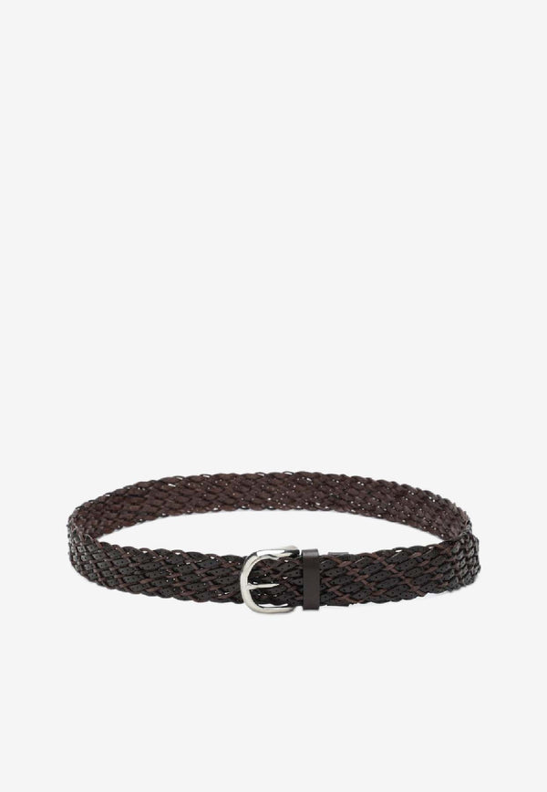 Brunello Cucinelli Woven Leather Belt Brown MAUEC327LE/R_CUCIN-C6074