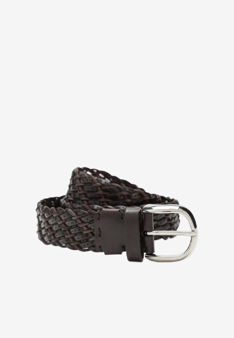 Brunello Cucinelli Woven Leather Belt Brown MAUEC327LE/R_CUCIN-C6074