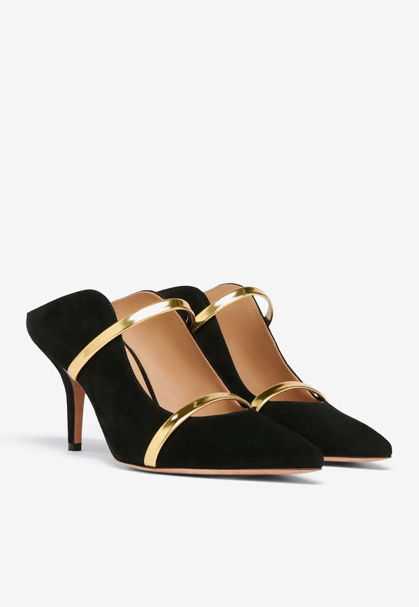 Malone Souliers Maureen 70 Suede Mules MAUREEN 70-400 BLACK/GOLD