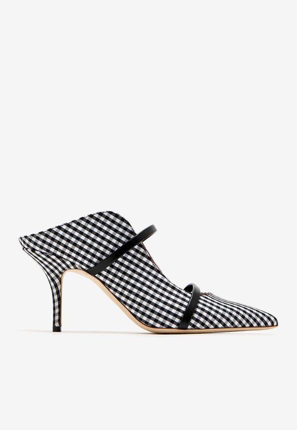 Malone Souliers Maureen 70 Gingham Mules MAUREEN 70-439 BLACK/BLACK