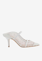 Malone Souliers Maureen 70 Floral Mesh Mules White MAUREEN 70-484 WHITE/WHITE