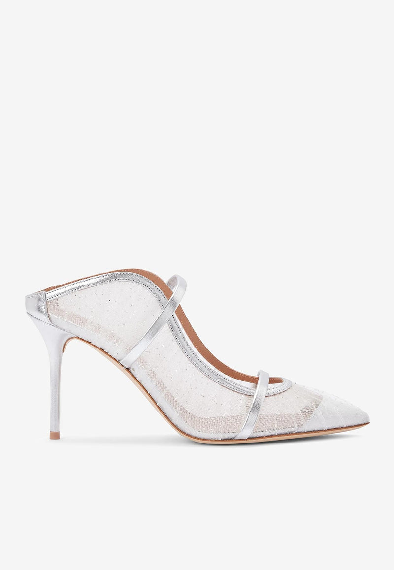 Malone Souliers Maureen 85 Mesh Mules MAUREEN 85-263 SILVER/SILVER