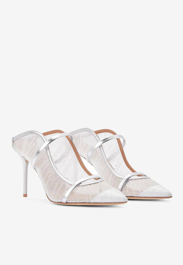 Malone Souliers Maureen 85 Mesh Mules MAUREEN 85-263 SILVER/SILVER