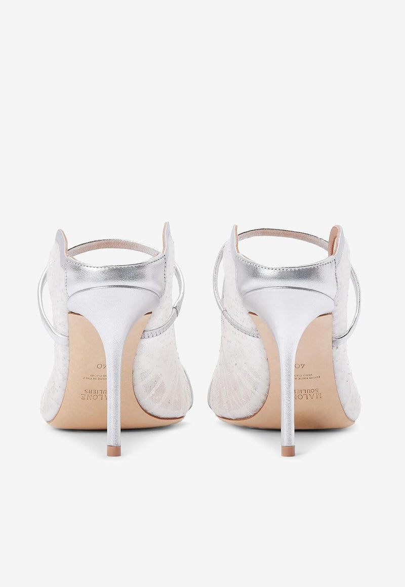 Malone Souliers Maureen 85 Mesh Mules MAUREEN 85-263 SILVER/SILVER