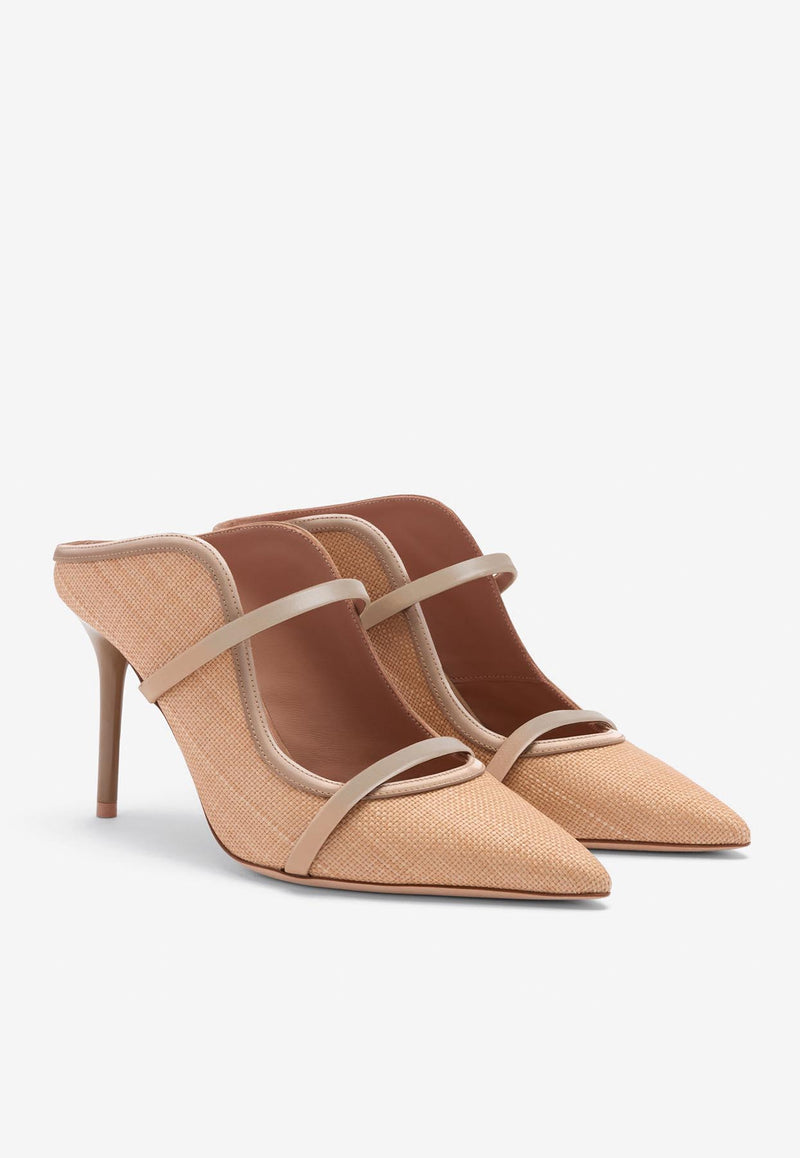 Malone Souliers Maureen 85 Raffia Mules MAUREEN 85-271 LINO/MUSHROOM