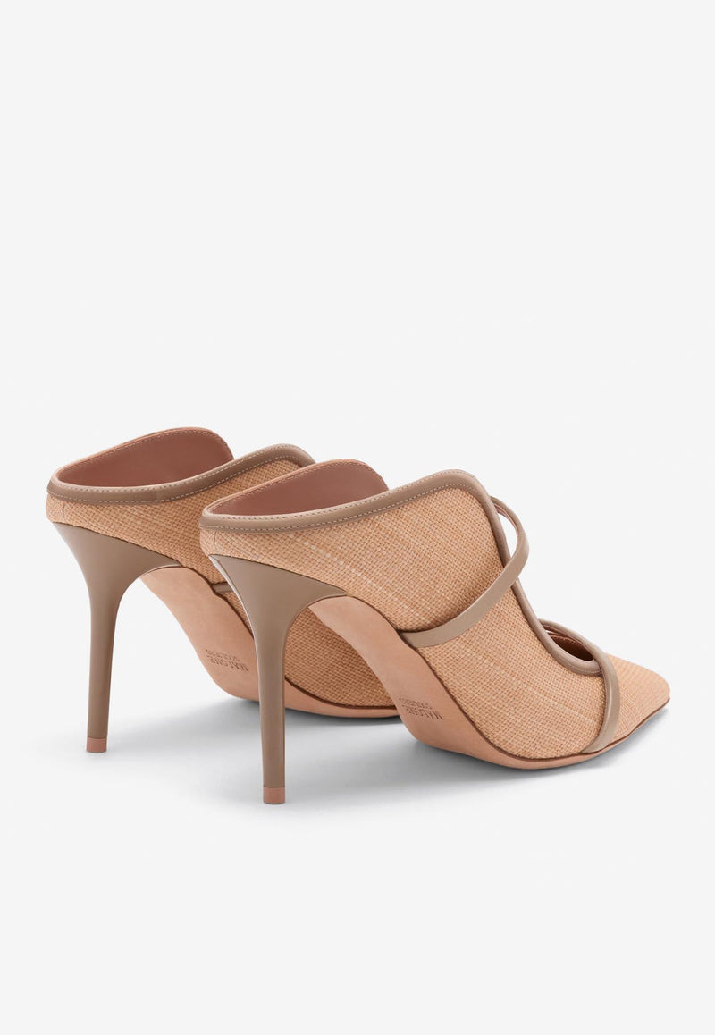 Malone Souliers Maureen 85 Raffia Mules MAUREEN 85-271 LINO/MUSHROOM