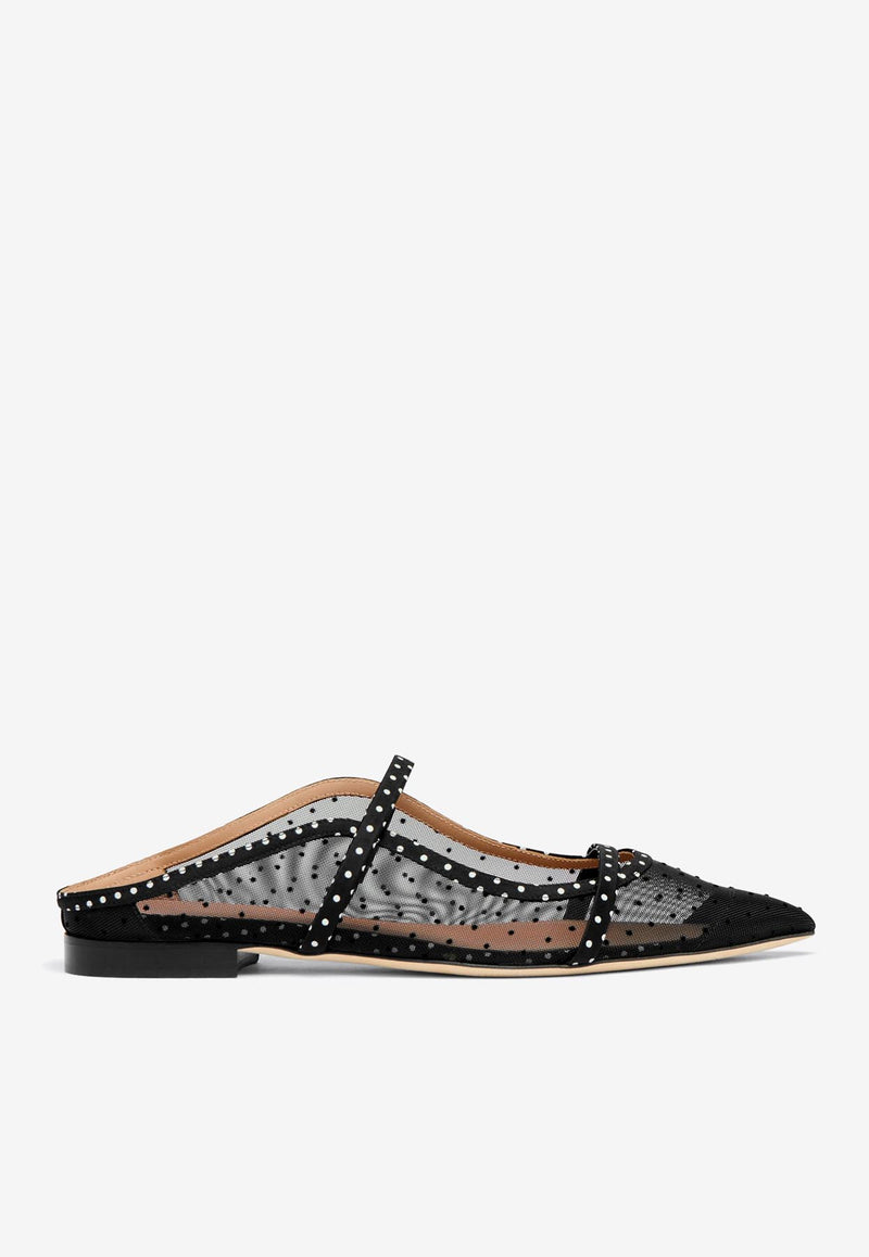 Malone Souliers Maureen Polka Dot Flat Mules MAUREEN FLAT 331 BLACK/BLACK