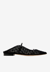 Malone Souliers Maureen Floral Mesh Flat Mules Black MAUREEN FLAT 369 BLACK/BLACK