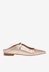 Malone Souliers Maureen Broderie Anglaise Flat Mules Champagne MAUREEN FLAT 375 CHAMPAGNE/CHAMPAGNE