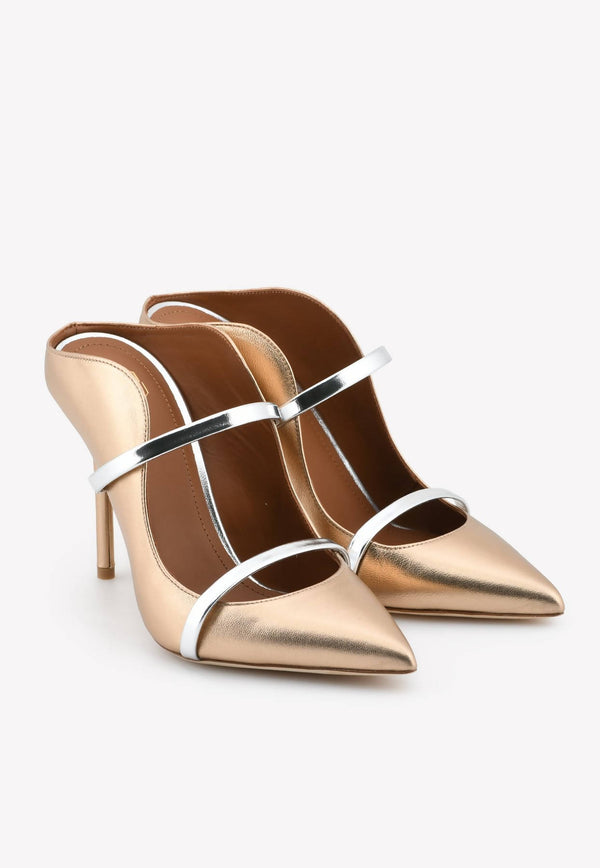 Malone Souliers Maureen 100 Mules in Metallic Leather MAUREEN100-32GOLD