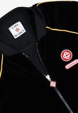Casablanca Logo Patch Velvet Bomber Jacket Black MAW25JTP42101_BLACK