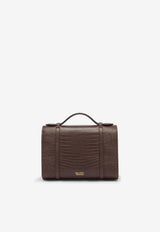 Malone Souliers Small May Croc-Embossed Leather Top Handle Bag Dark Brown MAY SMALL 7 TOBACCO/TOBACCO