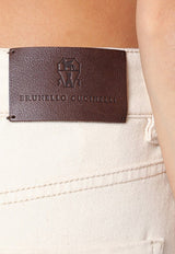 Brunello Cucinelli Logo Patch Wide-Leg Denim Pants Beige MB057P5821CO/P_CUCIN-C8368