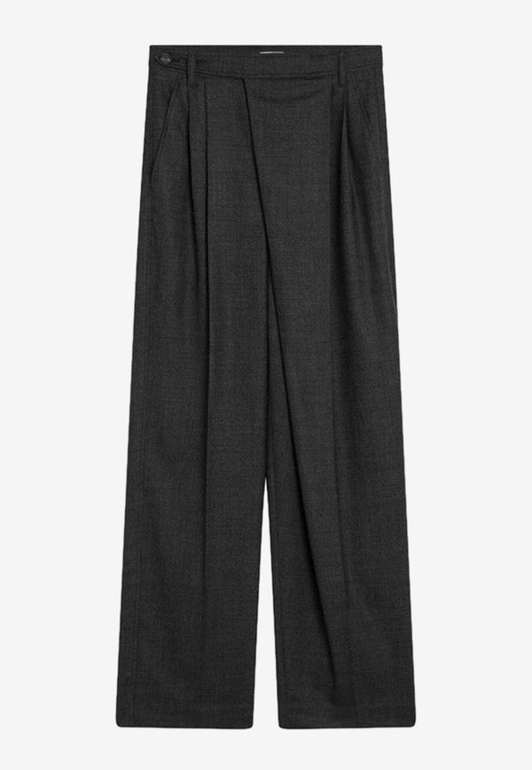 Brunello Cucinelli Pleated Wool Wide-Leg Pants Gray MB116P8668WV/P_CUCIN-C001