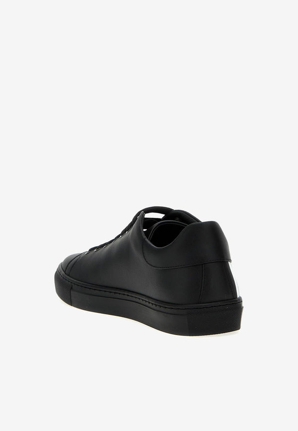 Moschino Logo Low-Top Leather Sneakers MB15012G1HGA0000 VITELLO NERO Black