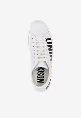 Moschino Logo Low-Top Leather Sneakers MB15012G1HGA0100 VITELLO BIANCO White