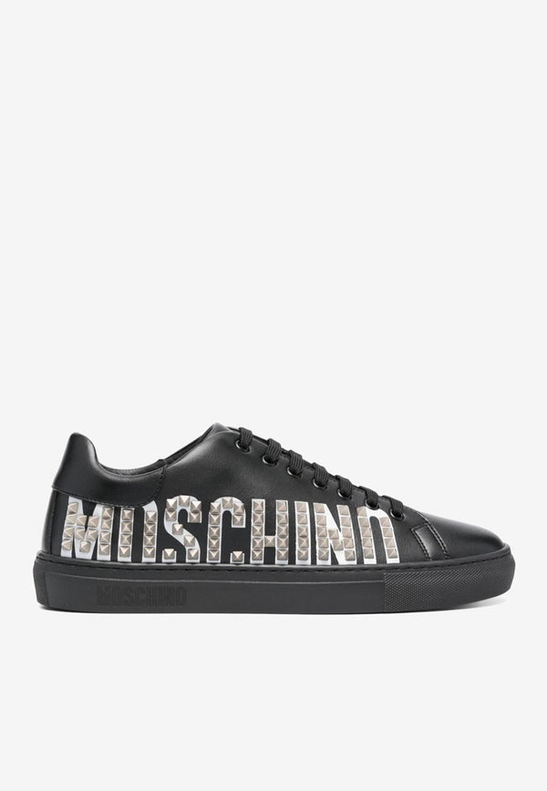 Moschino Logo Embellished Low-Top Sneakers MB15042G1HGA000C VITELLO NERO